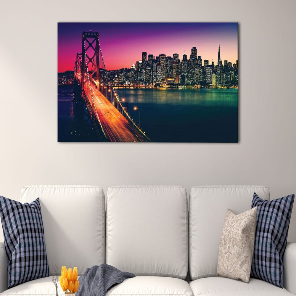 Toile d'art 1 panneaux San Francisco Bay Bridge at Night