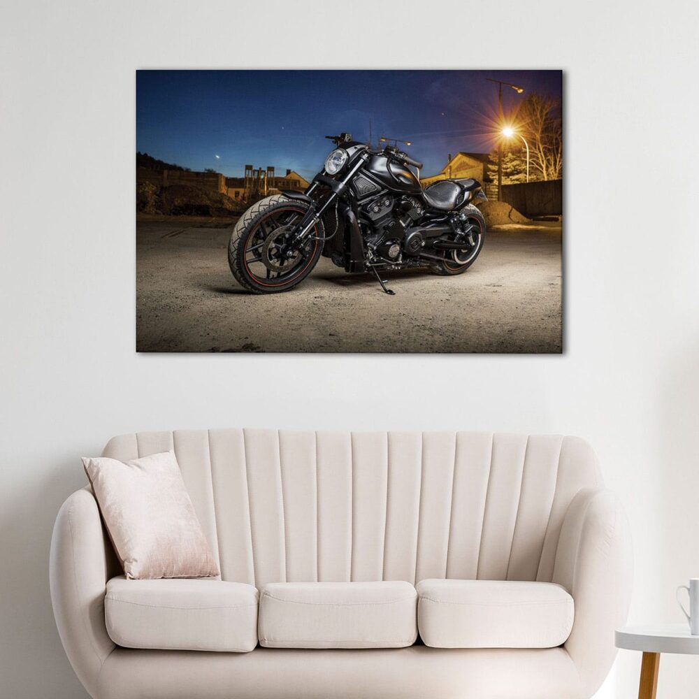1 panneaux toile d'art moto noire