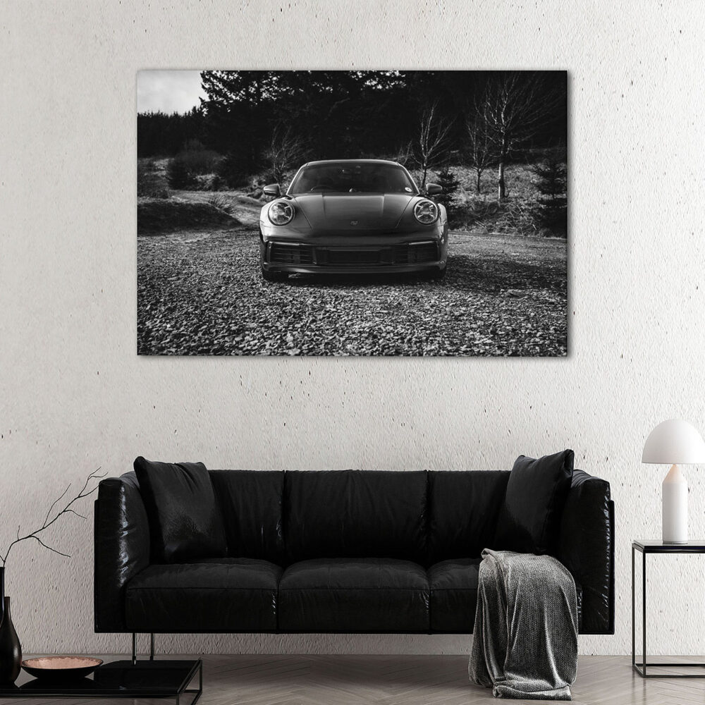 1 panels black & white porshe canvas art