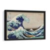 Grande vague au large de Kanagawa toile encadrée cadre noir