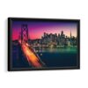 Pont de la baie de San Francisco la nuit, toile encadrée, cadre noir
