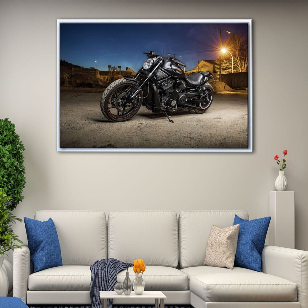 toile de moto noire à cadre flottant