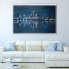 chicago skyline at night floating frame canvas