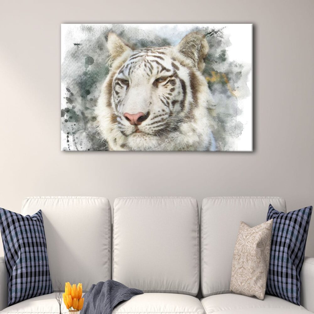 1 panneau tigre blanc art sur toile