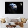 3 panneaux earth in dark canvas art