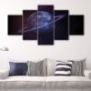 Lienzo 5 paneles Saturno azul
