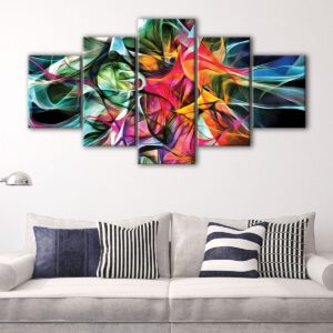 Lienzo de 5 paneles de colores electrificados