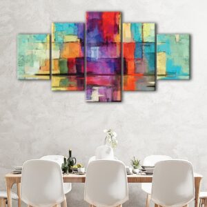 5 panneaux huile carrés toile art