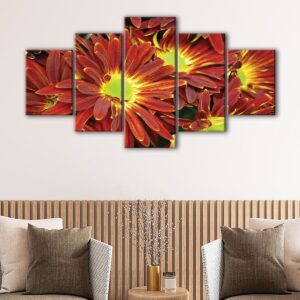 Toile d'art 5 panneaux fleurs d'automne