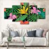 Lienzo 5 paneles hojas tropicales