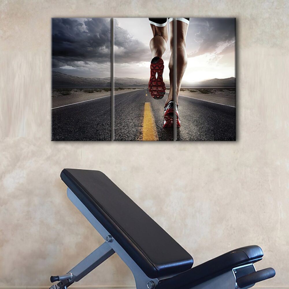 Lienzo 3 paneles running workout