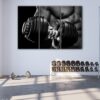 3 paneles de levantamiento de pesas en el gimnasio de arte lienzo
