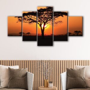 5 panneaux serengeti park tanzania sunset canvas art