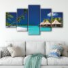 Toile d'art 5 panneaux île tropicale plage