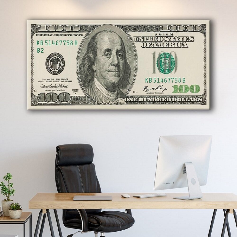 Art sur toile du billet de 100 dollars