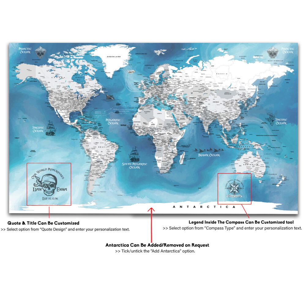 Carte du monde des pirates détaillée