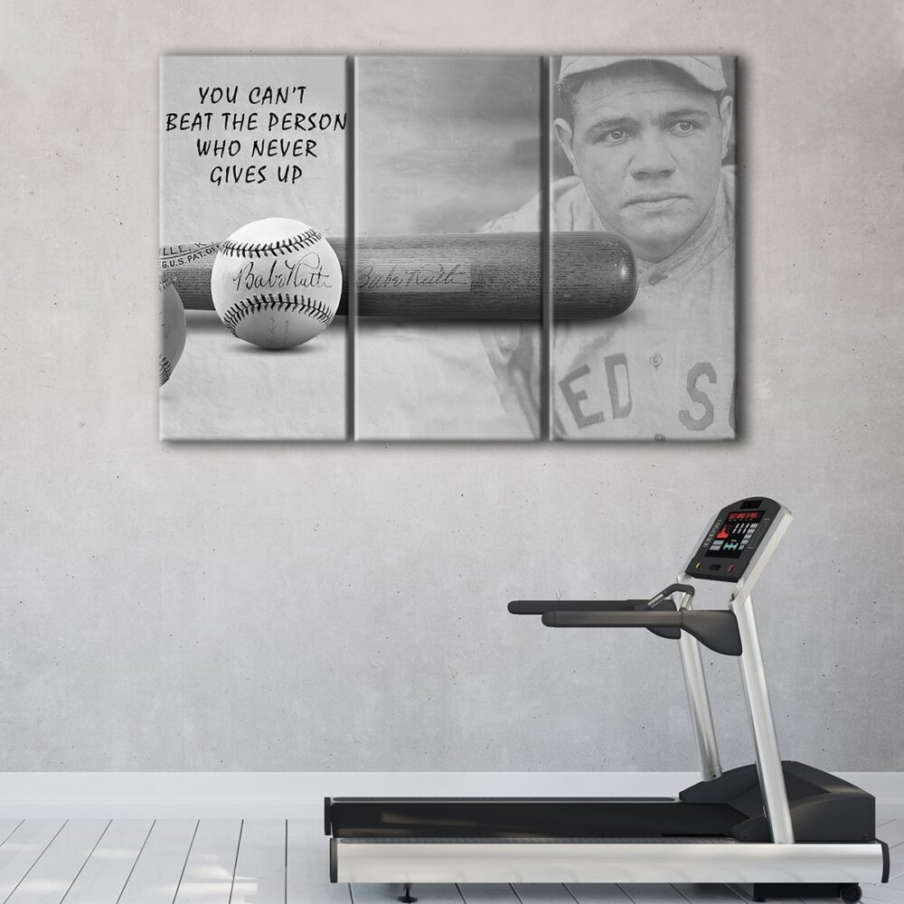 3 panneaux babe ruth basebal canvas art