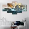 5 panneaux ww2 warship canvas art