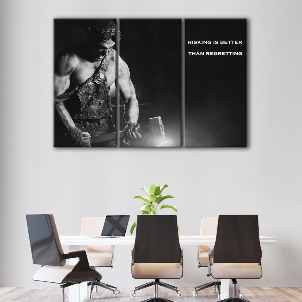 3 panneaux risking quote canvas art