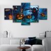 Toile d'art 5 panneaux avec monstre d'halloween