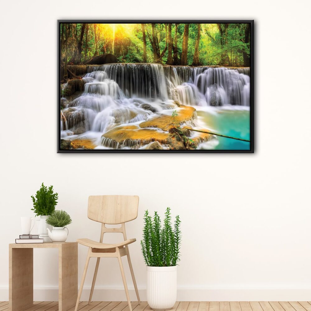 toile sur cadre flottant des chutes d'erawan