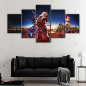 5 panneaux assassins creed pyramide canvas art