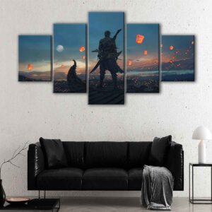 5 panneaux ghostblade warrior canvas art