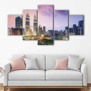 Toile d'art 5 panneaux kuala lumpur skyline