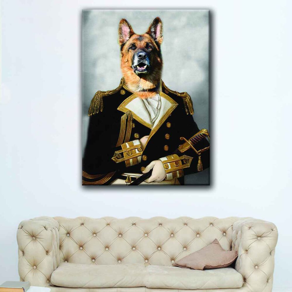 almirante francés retrato de mascota arte en lienzo