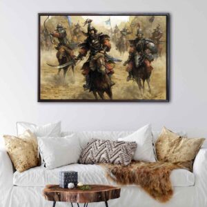 guerriers mongols toile à cadre flottant
