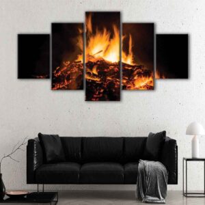 Toile d'art au fusain brûlant à 5 panneaux