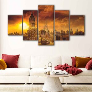 5 panneaux old london view canvas art