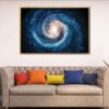 toile bleue galaxie cadre flottant