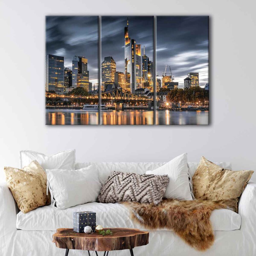 lienzo 3 paneles frankfurt skyline
