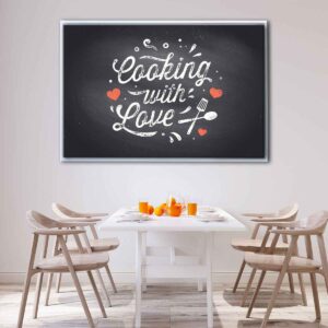 cuisine avec amour toile sur cadre flottant