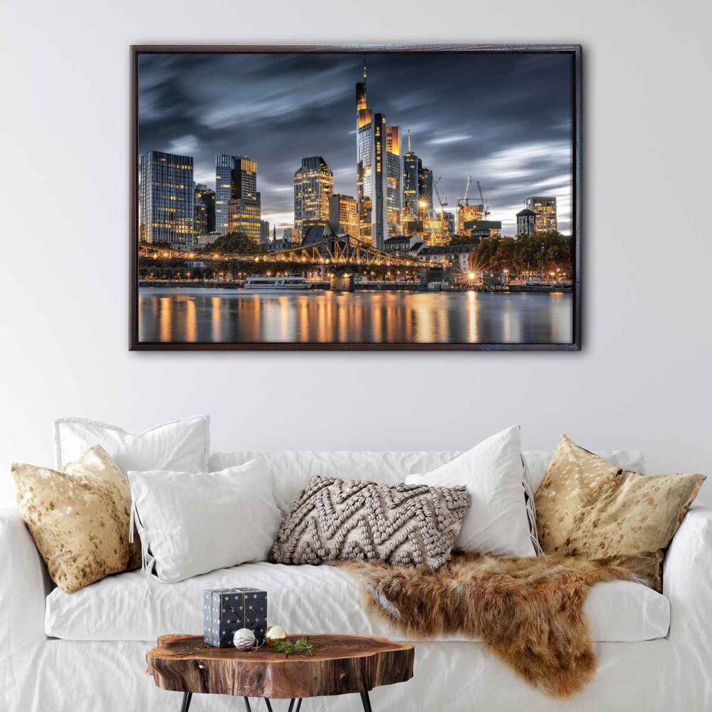 lienzo con marco flotante frankfurt skyline