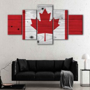 5 panels canadian flag canvas art