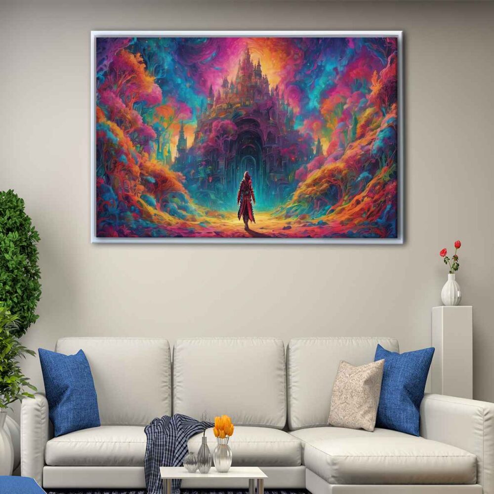 enchanted castle floating frame canvas