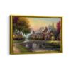 cobblestone bridge framed canvas gold frame