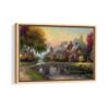 cobblestone bridge framed canvas natural beige