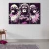 3 panneaux purple 3 wise monkeys canvas art