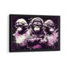 funky 3 wise monkeys toile encadrée cadre noir