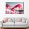 1 panneau d'art sur toile vague rose