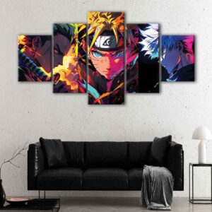 Toile d'art 5 panneaux anime warriors