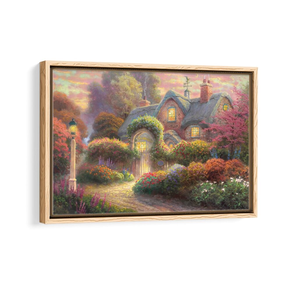 rosebud cottage framed canvas natural beige