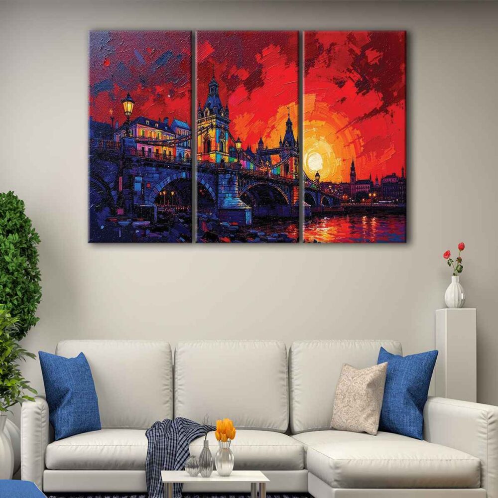 3 panels abstract prague canvas art