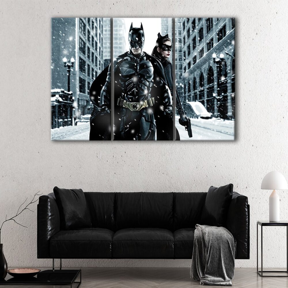 3 panels batman and catwoman canvas art