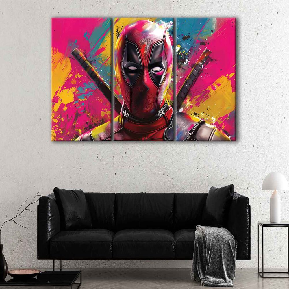 3 panels deadpool painting canvas art