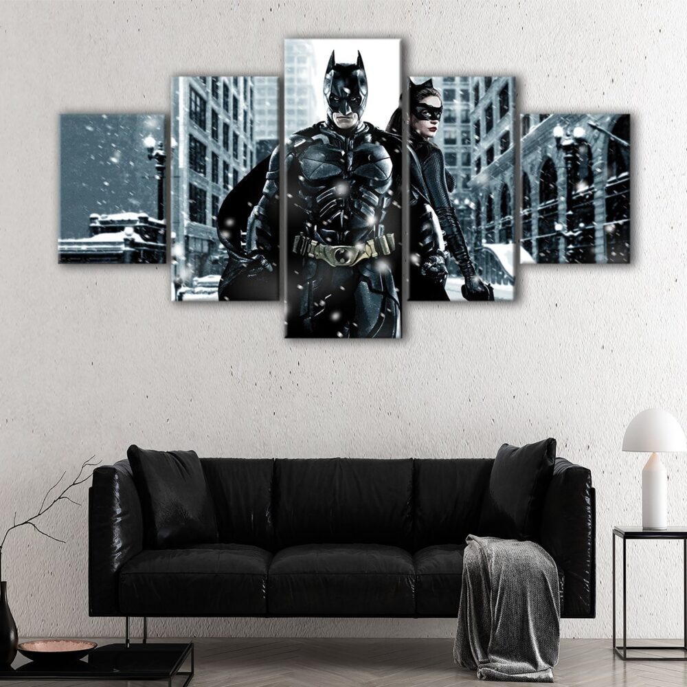 5 panels batman and catwoman canvas art