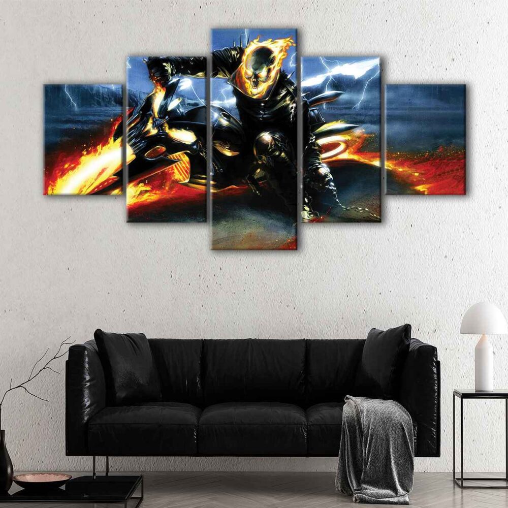 5 panels ghost rider canvas art